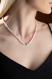 Heliophilia Silver Collar con Colgante de Ojo y Piedra Multicolor KL-0862